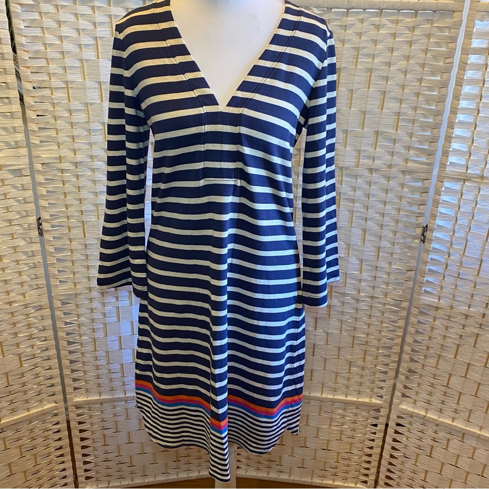 Harley Striped V-Neck Dress with flair sleeves. S/P
